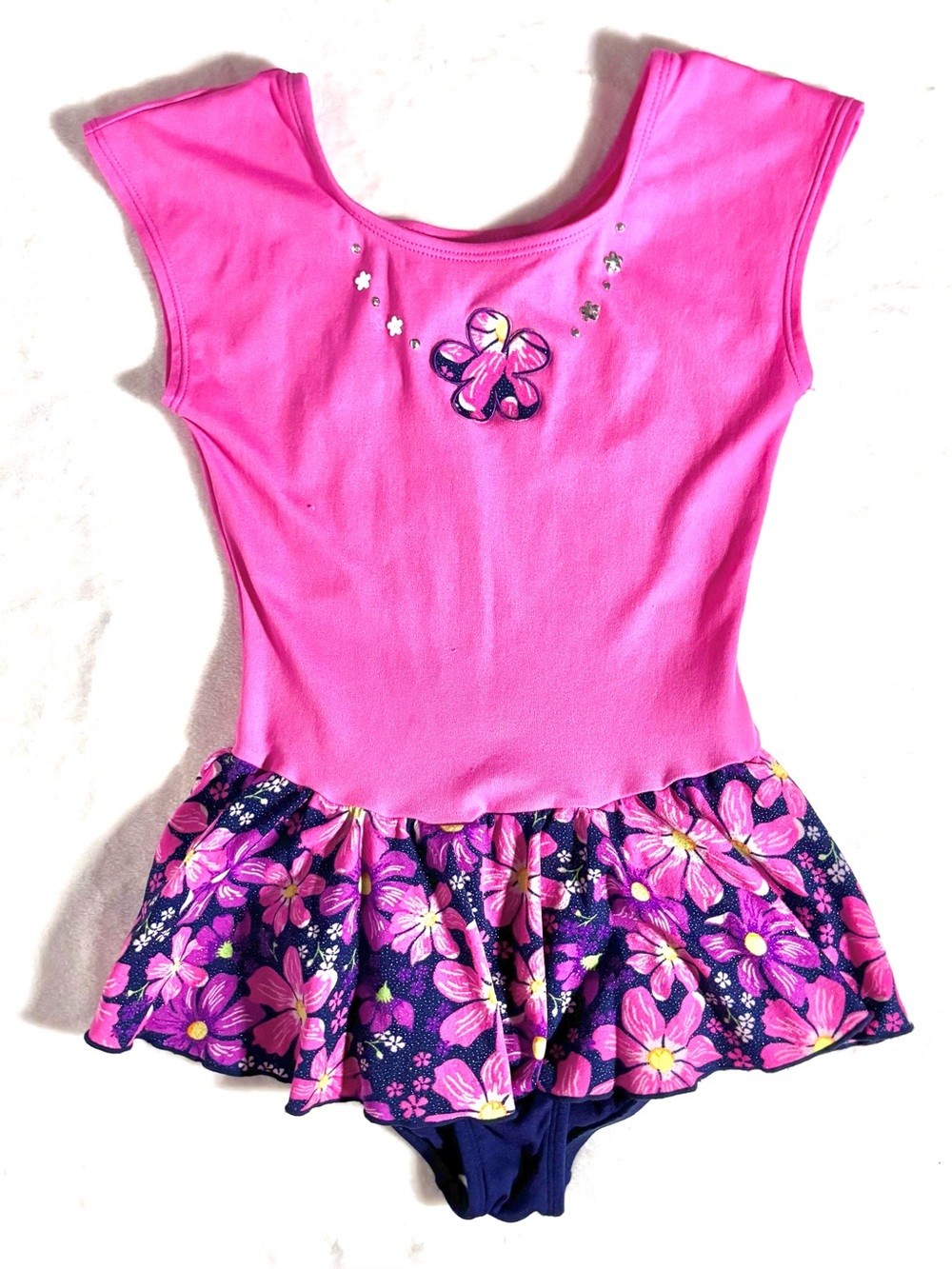 Jacques Moret Girls Bright Pink Skirted Butterfly Ballet Leotard 12/14